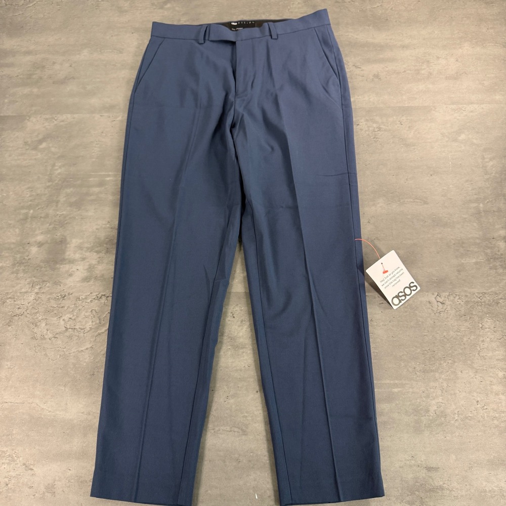 ASOS DESIGN Dress Pants Mens 30x30 Blue Smart Tailored Woven Trousers Slim Prep